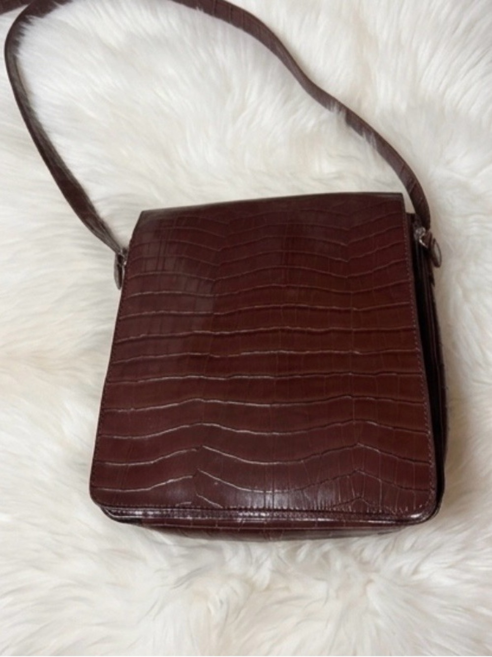 Marlo Croc-Embossed Crossbody Bag in Deep Brown - Picture 5 of 9